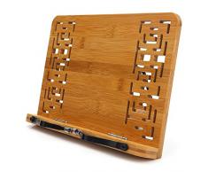 MEETYOO Leseständer Bookrest Buchhalter Kochbuchhalter für Küche Bambus Faltbar PC Buch/Tablet iPad Lehrbücher Steht/Musicbook/Multipurpose Portable Bookrest Einstellbarer Winkel/Book Stand