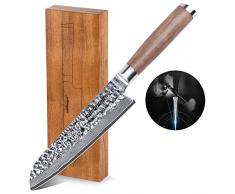 adelmayer® Damastmesser Santokumesser 17,5cm handgeschliffen nach Art des bergischen Landes-Sehr scharfe robuste Klinge aus 67-lagigem japanischem Damaststahl Ergonomischer Walnuss-Griff + Geschenkbox