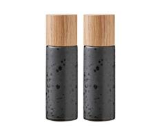 BITZ Salz- und Pfeffermühle, 2 Gewürzmühlen aus Steingut (Salzmühle + Pfeffermühle), 2er-Set, 16,7 cm hoch, schwarz