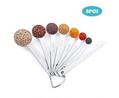 JOJYO Messlöffel,Messlöffel Set Messlöffel Edelstahl Mit Waage für Backmessen Trockenrationen, Spuelmaschinenfest, Gutes Küchenwerkzeug 8er Set