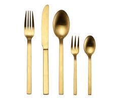 Echtwerk EW-BS-1150G Tafelbesteck Milos Edition, PVD Gold mattiert, 30-teilig, für 6 Personen, Edelstahl 18/10, Besteck Set, inkl. Aufbewahrungs-Kassette