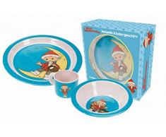 Trötsch unser Sandmännchen Kindergeschirr Set blau: aus Melamin mit Geschenkverpackung