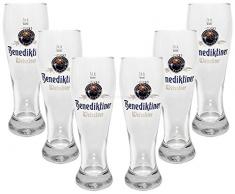 Benediktiner Weissbier Bierglas Glas Gläser-Set - 6x Biergläser 0,5l geeicht