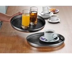 1x Serviertablett Safe rund, 29 cm, aus Edelstahl, Serviertablett,