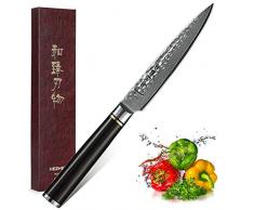 HEZHEN 12.3cm Allzweckmesser Japanisches Damaststahl Universalmesser VG10 Gemüsemesser Scharf Multifunktions Obstmesser Schälmesser mit Ergonomischer Ebony Griff - Klassische Serie