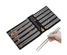 Cozyswan 5 Paar 10stk Edelstahl Essstäbchen