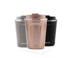 MAMEIDO Thermobecher Rosegold 350ml 0,35l - Kaffeebecher, Edelstahl doppelwandig isoliert, auslaufsicher, Coffee to go, Kaffee & Tee Isolierbecher Travel Mug