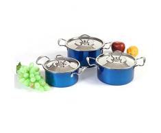 Mendler Camping Kochtopf-Set Cuneo, Kochgeschirr Topfset, 6-Teilig Edelstahl ~ Blau