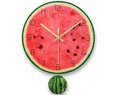 XUZHUO Obstschaukel Wanduhr Wanddekoration Moderne Acryl kühle Wassermelone kreative Wand rot und grün Kinderdekoration Schlafzimmer