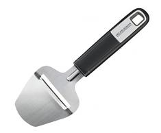 FACKELMANN Hartkäsehobel 21 cm Sense, hochwertige, scharfe Klinge aus rostfreiem Edelstahl, Käsehobel mit rutschfestem und ergonomischem Soft-Touch-Griff(Farbe: Silber/Schwarz), Menge: 1 Stück