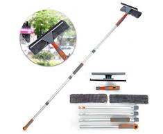 Professioneller Fensterwischer-Reiniger, 2-in-1Duschwischer mit Verlängerungsstange, Teleskop-Fensterwaschanlage mit biegbarem Kopf, Glasreinigungswerkzeuge für hohe Fenster im Innen- und Außenbereich