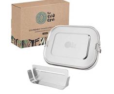 Urbavo Edelstahl Brotdose & Lunchbox, auslaufsichere umweltfreundliche Eco Bento Box, plastikfrei mit flexiblen Fächern, Verschlussclips, einfach zu reinigen - 800ml oder 1400ml (1400ml)