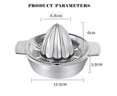 Zitronenpresse Zitruspresse Edelstahl 18/8 Manuelle mit Behälter 350ml, Durchmesser 13,8 cm, Spülmaschinengeeignet, Profiqualität Rostfreie Saftpresse Limettenpresse Fruchtpresse