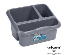 Große Ordnungsbox, 3 Föcher mit Ablauf, 25x20 cm, grau: Küche Sortierbox für Küchenutensilien Halter Utensilienhalter Aufbewahrungs Box