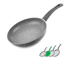GadHome Premium 24cm Antihaft-Bratpfanne | Hochwertige Aluminium Induktionspfanne mit Ergonomischem Griff | Graustein Granit Effekt