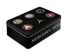 Nostalgic-Art 30746 Mercedes-Benz-Logo Evolution Keks-Dose | Aufbewahrungs-Box | Metall| mit Scharnierdeckel Vorratsdose Flach, Bunt, 23 x 16 x 7 cm