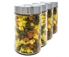 Luxury & Grace Set 4 Vorratsdosen aus Glas, 0,89 L (16,9x10 cm), Behälter mit Schraubverschluss.