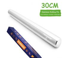 Housegaga Nudelholz Teigroller Edelstahl-30cm Klein Antihaft Metall Nudelholz Edelstahl Französisch Antirost Teigrolle Roller für Fondant, Backen, Pizza, Kuchen, Nudelteig, Cookie