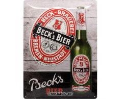 Nostalgic-Art 23271 Becks-Bottle Label Wood, Retro Blechschild 30x40 cm, Metall, bunt, 30x 40 cm
