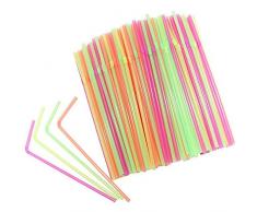 Kentop 100Stk Strohhalme Plastik Trink Strohhalme Flexibel Bendable Party Strohhalme Einweg Trinkhalm für Party