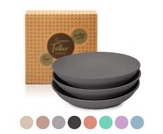 bambuswald© nachhaltige Suppenteller (6 Stück | D19,5xH3,8cm) - runder Teller für Suppe - Bambus | spülmaschinenfest & robust : Geschirr Essensteller Essgeschirr Pastateller Tafelservice Bambusteller