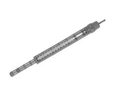 Karamell/Zuckerthermometer aus Glas in grauer Polyamid-Halterung, nichttoxischer Alkohol, Messbereich +80 °C bis +200 °C / Länge: 35 cm | ERK