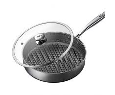 DESTRIC KBH Vierschichtige Pfanne Edelstahlpfanne mit Antihaftbeschichtung, 24cm, Wabenstruktur aus rostfreiem Stahl