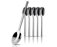 HEYNNA® 6er Kaffeelöffel/Teelöffel Set „Llano“ Besteck aus hochwertigem 18/10 Edelstahl, Eierlöffel 13cm