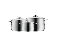 WMF Diadem Plus Topfset 3-teilig, Cromargan Edelstahl poliert, Töpfe mit Glasdeckel, Induktionstöpfe, Topf Induktion, unbeschichtet