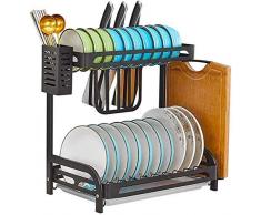 Geschirrabläufe, Haushalts-Edelstahl-Geschirrregal Küchenplatten Trockengestell Schwarzes pulverbeschichtetes Rostschutzmittel