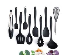 Adkwse Küchenhelfer Set Silikon, Kochlöffel Set Advanced Hitzebeständige Küchengeräte Kochzubehör Antihaft-Küchenbackwerkzeuge ,Schneebesen, Grillzangen etc 10 Stücke
