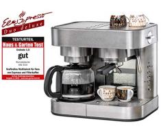 ROMMELSBACHER Kaffee/Espresso Center EKS 3010 - Filterkaffeemaschine, Glaskanne, Siebträger, Filtereinsatz für 1 bzw. 2 Tassen, Düse für Milchschaum/Heißwasser, programmierbare Tassenfüllmenge