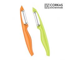 Corkas Sparschäler, Hochwertige Gemüseschäler mit Zackenschliffklinge, Spargelschäler und Kartoffelschäler, Schäler für Obst und Gemüse, Spülmaschinengeeignet