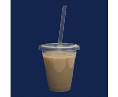 12oz klar Kunststoff Smoothie-Becher mit Flach Deckel und Strohhalme