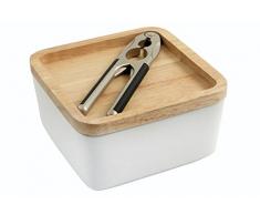 Villa D´Este Bacheese Nussknacker-Set mit Behälter, Keramik, weiß, 15, 5 cm