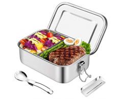 HB life Brotdose aus Edelstahl Lunchbox Bento Box Metall Dichte Brotdose Lunchbox für aus laufsicher 1200ml Fassungsvermögen mit Fächern Geeignet für Reisen/Arbeit/Schulkinder und Erwachsene