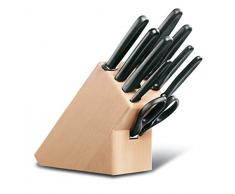 Victorinox 9-teiliges Messerblock-Set, aus Buchenholz Schere, Brotmesser, Schleifstab, Fleischmesser, schwarz