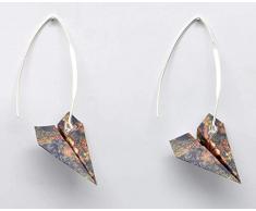 Ohrringe Papier Origami Flugzeug violett Blume – The Schmortopf