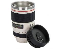 StyleBest Kreative Kamera Objektivbecher 400ml Tragbarer Edelstahlbecher Reise Vakuumflasche Milchkaffeetasse