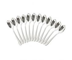 com-four® 12x Teelöffel aus Edelstahl - stilvolles Tafelbesteck im schlichten Design - Kaffeelöffel - Dessertlöffel - Teeservice - 13,7 cm