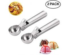 FUKTSYSM Eisportionierer - 2 Stück Eisportionierer 304 Edelstahl für Eiscreme, Melone, Fleischbällchen, Kuchen Teig, Plätzchen - 2 Größen Eisportionierer, 5.5 cm 4.5 cm