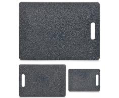 Küchen Janthur Kunststoff Schneidebrett Granitoptik mit Griff, in 3 Größen oder im 3er Set lieferbar, Servierbrett, Tranchierbrett (3er Set, je 1x klein, mittel, groß)