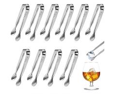 QYY 10 Stück Edelstahl Zuckerzange Set, Eiswürfelzange Süßigkeiten Zange Zucker Clip Servierzange Salatzange Gebäckzange für Hochzeit Party Candy Bar Büfett Grill