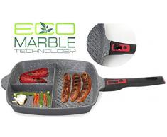 Zilan 3in1 Bratpfanne | 28 cm | Marmorbeschichtung | Induktion | Geeignet für alle Herdarten | Keramikpfanne | Induktion Pfanne | Induktionspfanne | Grillpfanne | Universalpfanne |