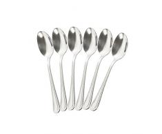 com-four® 6x Teelöffel aus Edelstahl - stilvolles Tafelbesteck im schlichten Design - Kaffeelöffel - Dessertlöffel - Teeservice - 13,7 cm