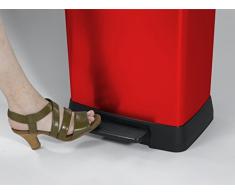 Curver 02162-931-00 Abfallbehälter Deco B Metallics mit Pedal, 50 L, rot/schwarz