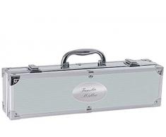 Grillkoffer mit 3-teiligem Grillbesteck INKL. GRAVUR - Grillset, Geschenk, Grillzange, Grillgabel, Fleischwender - Geburtstagsgeschenk, Geschenk zum Vatertag, zu Weihnachten, für Mann, Freund, Bruder