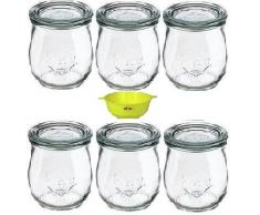 Viva Haushaltswaren - 6 x kleines Weckglas/Einmachglas 220 ml mit Deckel in in Tulpenform, leeres Rundrandglas zum Einkochen - als Vorspeisenglas, Dessertglas (inkl. Trichter)