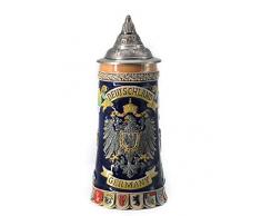 Bierkrug Bierkrüge mit Gravur Deckel Steinkrüge Bierseidel Handgemacht Beer Stein Geschenk Souvenir Deutschland Wappen Relief Beer Mug Food Safty Geschenkbox Ceramic 0.6 Litre