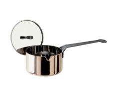 Alessi LA Cintura di Orione“ Stielkasserolle mit Deckel aus Edestahl 18/10 und Kupfer 10,0cm, Silber, 5.4 cm